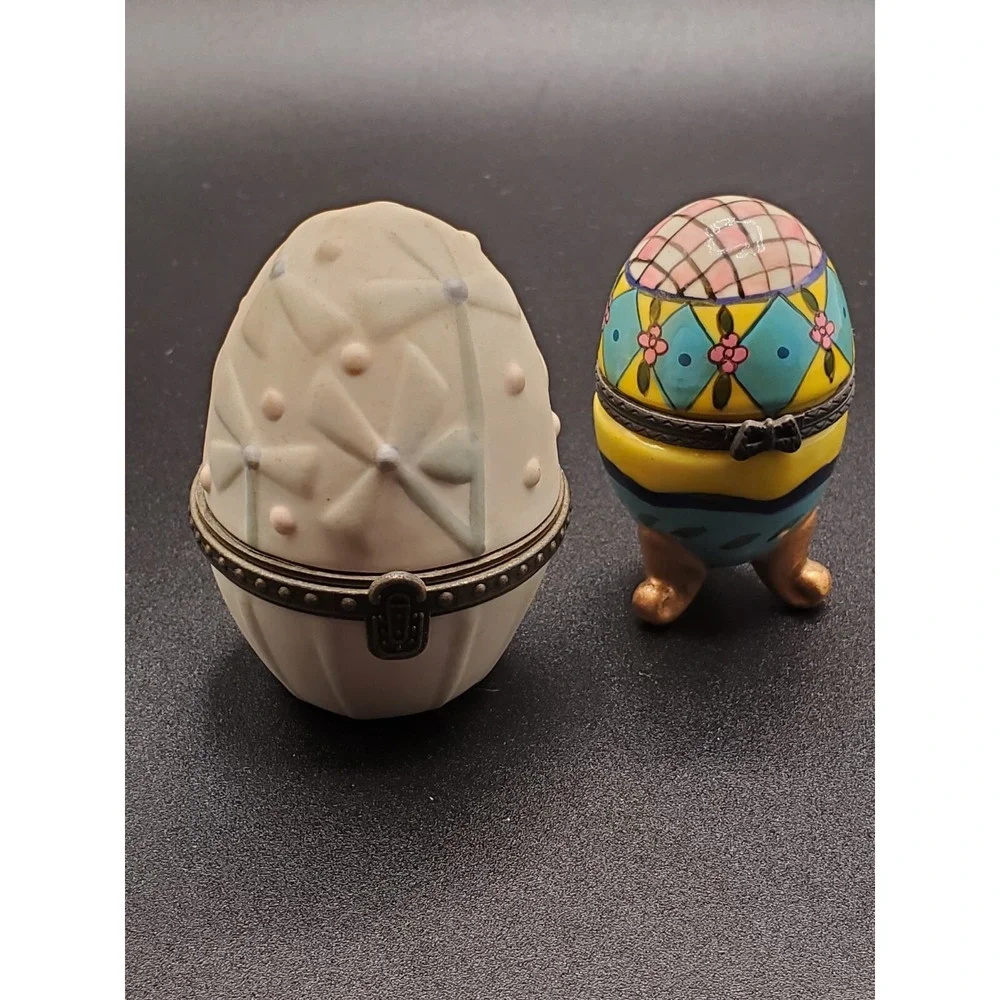 Dept. 56 Snowbunnies True Blue Friends Hinged Box Egg Shaped 3